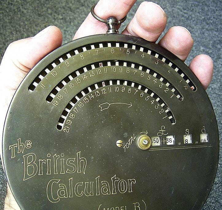 British Calculators BriCal Model B with unusual finger ring Source: V. Geppert